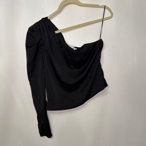Astr Black One Shoulder Long Sleeve Top